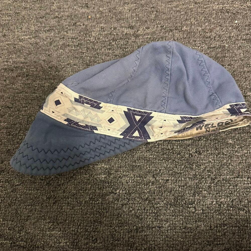 Welder Nation Blue White Purple Geometric Lay Cap Hat Size 7 1/2
